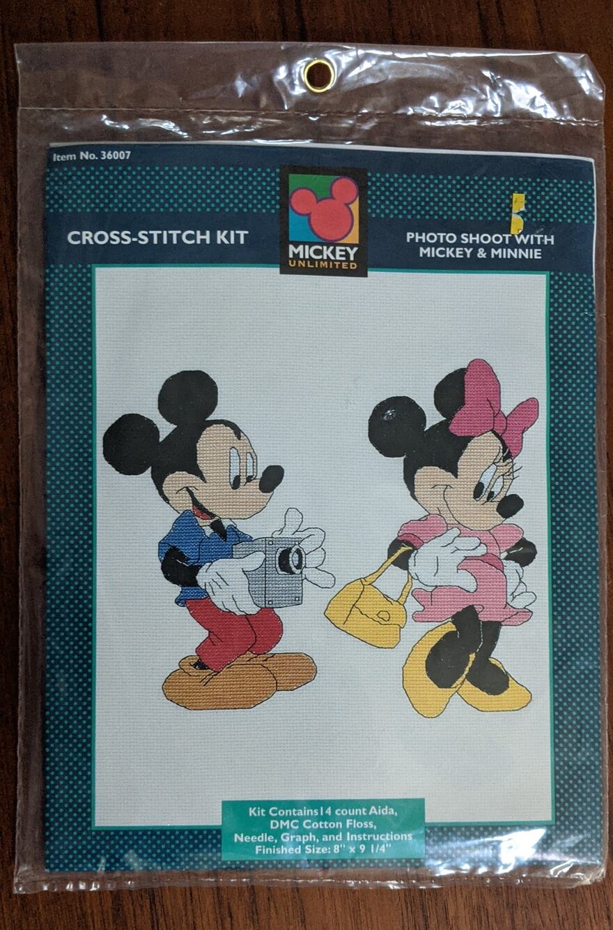 NEW Cross Stitch Kit Minnie & Mickey Photo Shoot